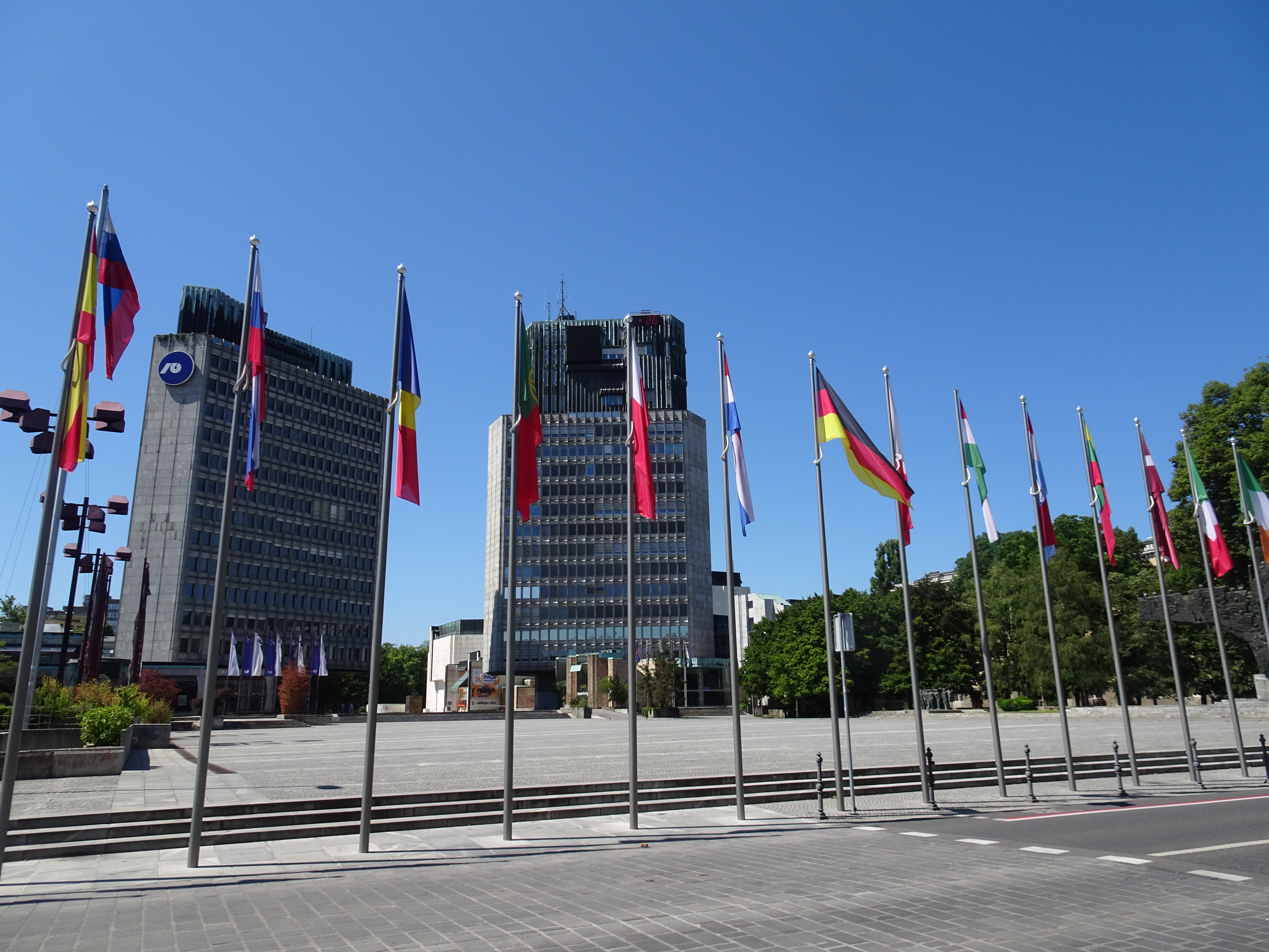 The plaza of Republic Square in central Ljubljana